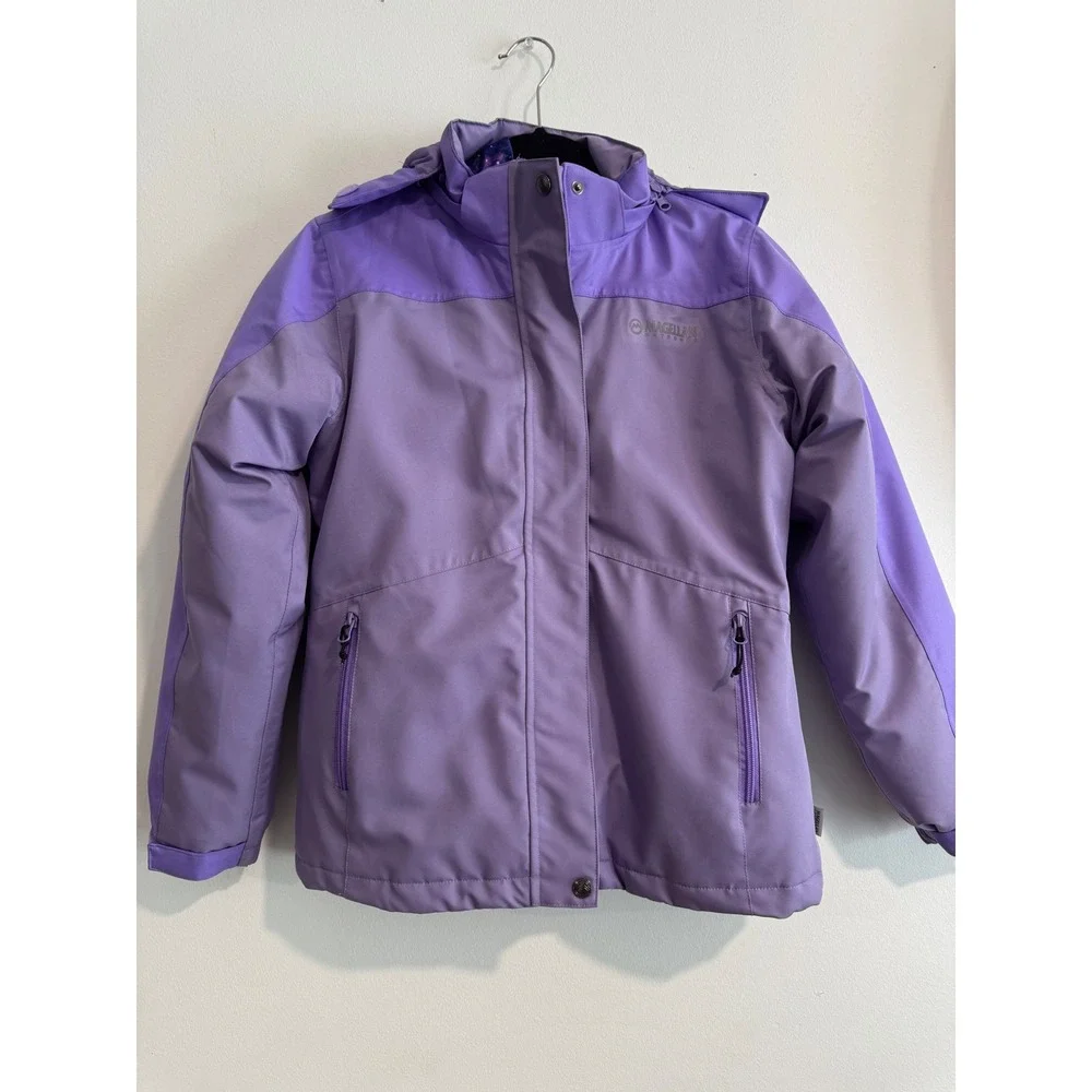 Magellan Outdoors Winter Jacket Girls L 12-14 Purple Insulated Galaxy Lining